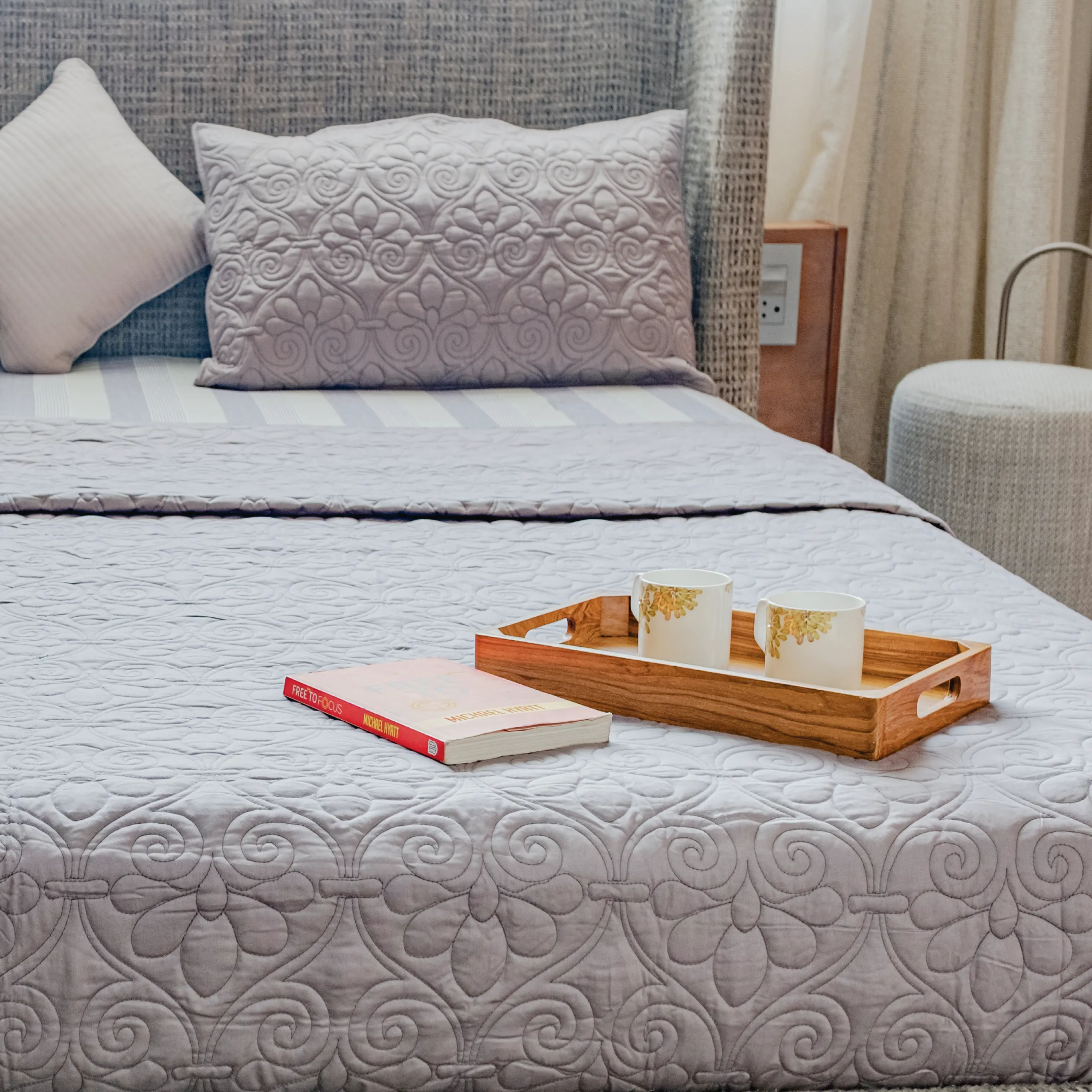 Florence Grey Quilted Bedspread (Set of 4)