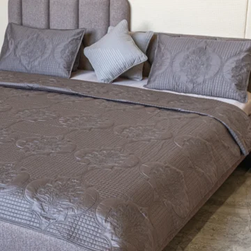 Lotus Grey Quilted Bedspread (Set of 4)