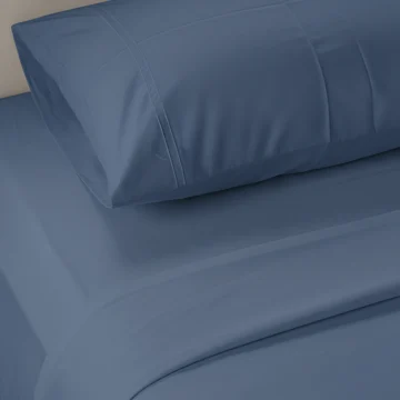 400 TC Organic Cotton Satin Bedsheet Med Blue